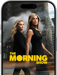 An iPhone 17 Pro front screen showing the Apple TV+ series the Morning Show